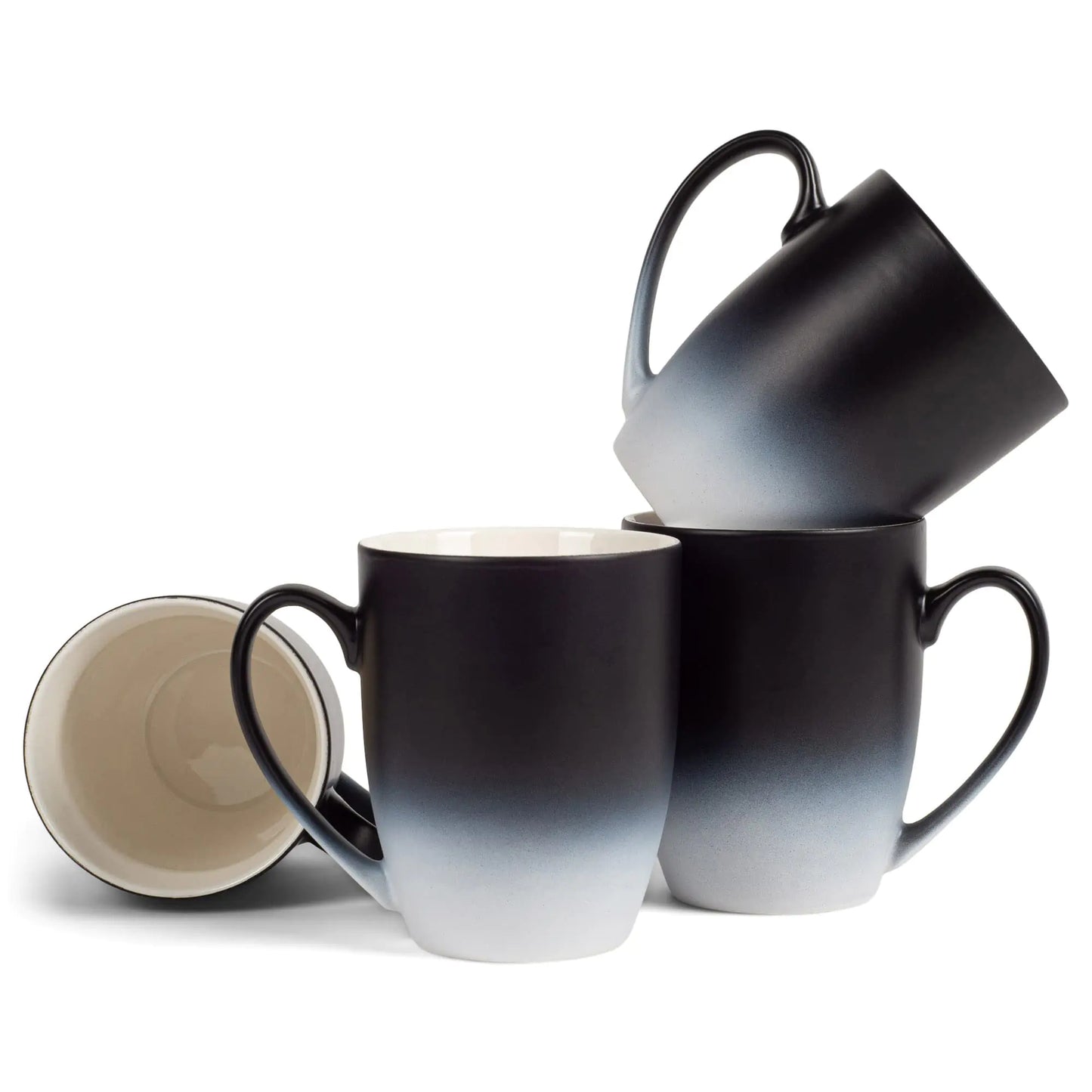 Elanze Designs Two-Toned Ombre Ceramic Mugs – 12oz, Matte Finish, Set of 4