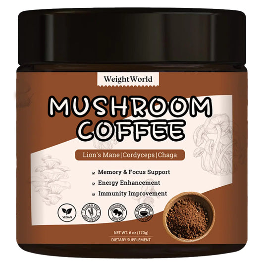 WeightWorld Mushroom Coffee Powder – 10 Mushroom Blend with Arabica, 6oz