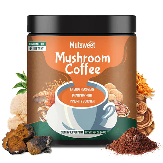 Mutsweet Mushroom Coffee Decaf – 13-in-1 Blend with Lion’s Mane, Reishi, Chaga & Cordyceps, 40 Servings
