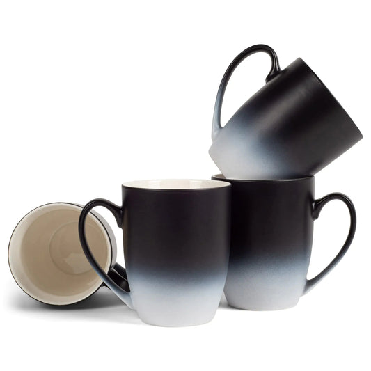 Elanze Designs Two-Toned Ombre Ceramic Mugs – 12oz, Matte Finish, Set of 4